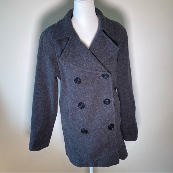 100% Merino Wool Pea Coat Size Small J. Percy with Nautical buttons Made in USA - Picture 2 of 11